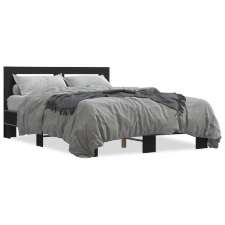 vidaXL Bettgestell Schwarz 135x190 cm Holzwerkstoff und Metall