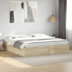 vidaXL Bettgestell Sonoma-Eiche 180x200 cm Holzwerkstoff