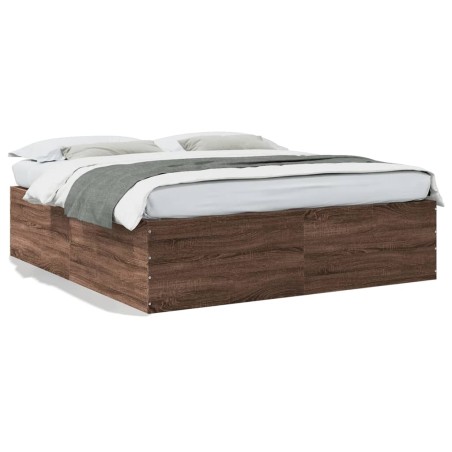 vidaXL Bettgestell Braun Eichen-Optik 200x200 cm Holzwerkstoff