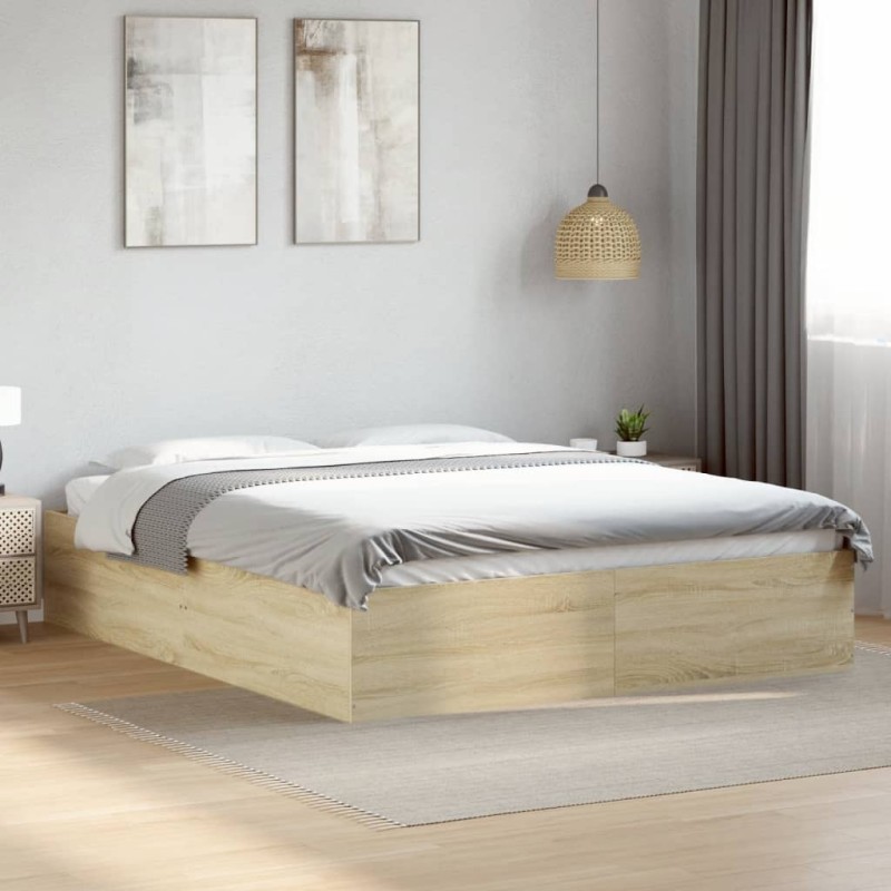 vidaXL Bettgestell Sonoma-Eiche 150x200 cm Holzwerkstoff vidaXL Bettgestell Sonoma-Eiche 150x200 cm Holzwerkstoff