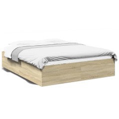 vidaXL Bettgestell Sonoma-Eiche 150x200 cm Holzwerkstoff