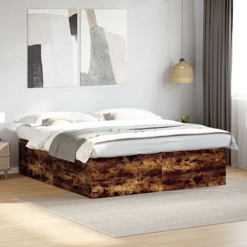 vidaXL Bettgestell Räuchereiche 200x200 cm Holzwerkstoff vidaXL Bettgestell Räuchereiche 200x200 cm Holzwerkstoff