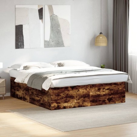 vidaXL Bettgestell Räuchereiche 200x200 cm Holzwerkstoff