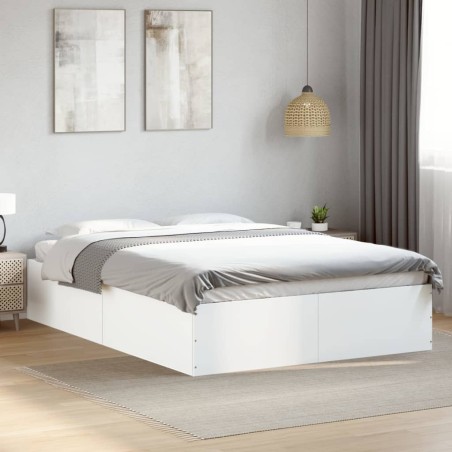 vidaXL Bettgestell Weiß 135x190 cm Holzwerkstoff