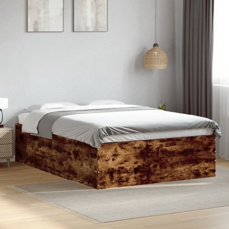 vidaXL Bettgestell Räuchereiche 135x190 cm Holzwerkstoff