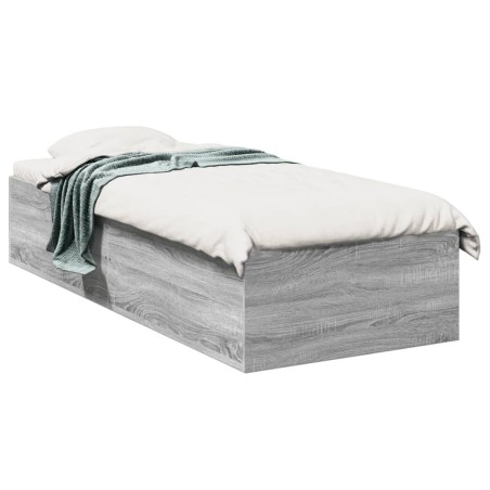 vidaXL Bettgestell Grau Sonoma 90x200 cm Holzwerkstoff