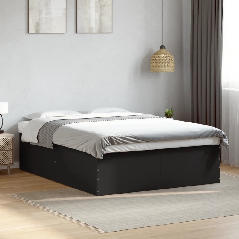 vidaXL Bettgestell Schwarz 150x200 cm Holzwerkstoff vidaXL Bettgestell Schwarz 150x200 cm Holzwerkstoff