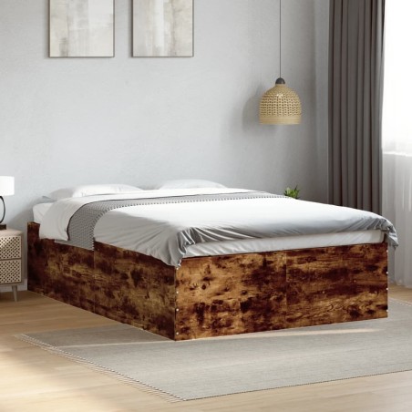 vidaXL Bettgestell Räuchereiche 120x200 cm Holzwerkstoff