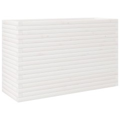 vidaXL Pflanzkübel Weiß 110x40x68,5 cm Massivholz Kiefer
