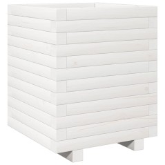 vidaXL Pflanzkübel Weiß 40x40x49,5 cm Massivholz Kiefer