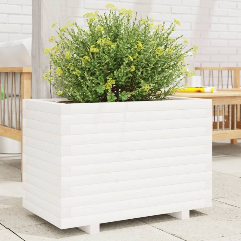 vidaXL Pflanzkübel Weiß 70x40x49,5 cm Massivholz Kiefer vidaXL Pflanzkübel Weiß 70x40x49,5 cm Massivholz Kiefer