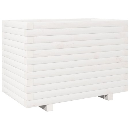 vidaXL Pflanzkübel Weiß 70x40x49,5 cm Massivholz Kiefer