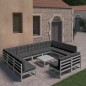 12-tlg. Garten-Lounge-Set mit Kissen Grau Kiefer Massivholz 12-tlg. Garten-Lounge-Set mit Kissen Grau Kiefer Massivholz