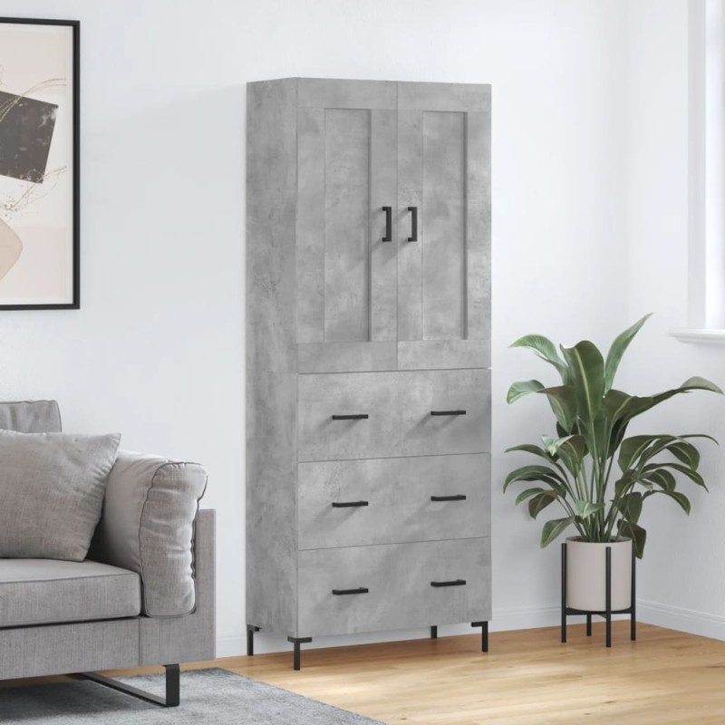 Highboard Betongrau 69,5x34x180 cm Holzwerkstoff Highboard Betongrau 69,5x34x180 cm Holzwerkstoff