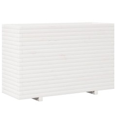vidaXL Pflanzkübel Weiß 110x40x72,5 cm Massivholz Kiefer