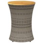 vidaXL Garten-Beistelltisch Trommelform Grau Poly Rattan & Massivholz vidaXL Garten-Beistelltisch Trommelform Grau Poly Rattan & Massivholz