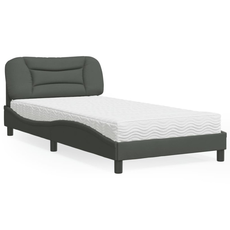 vidaXL Bett mit Matratze Dunkelgrau 100x200 cm Stoff vidaXL Bett mit Matratze Dunkelgrau 100x200 cm Stoff