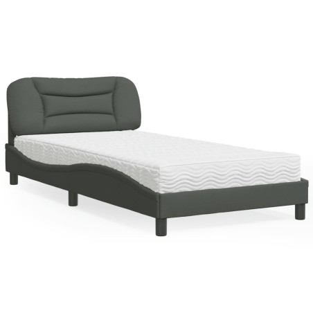vidaXL Bett mit Matratze Dunkelgrau 100x200 cm Stoff