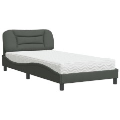 vidaXL Bett mit Matratze Dunkelgrau 100x200 cm Stoff