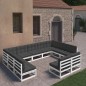 11-tlg. Garten-Lounge-Set mit Kissen Weiß Kiefer Massivholz 11-tlg. Garten-Lounge-Set mit Kissen Weiß Kiefer Massivholz
