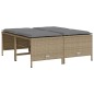 vidaXL Gartenhocker mit Kissen 4 Stk. Beige Poly Rattan vidaXL Gartenhocker mit Kissen 4 Stk. Beige Poly Rattan