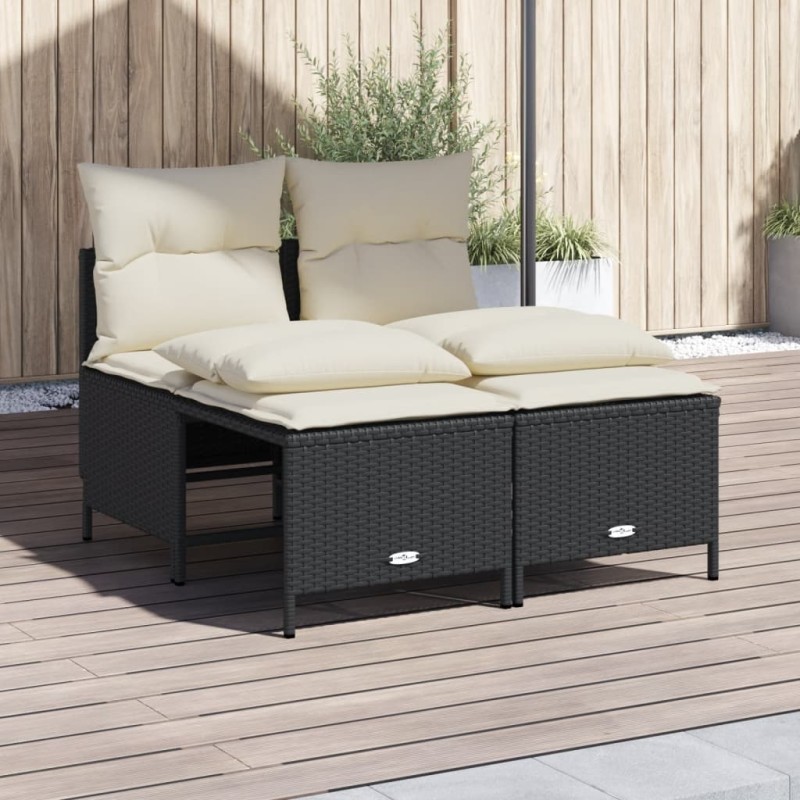 vidaXL 4-tlg. Garten-Sofagarnitur mit Kissen Schwarz Poly Rattan vidaXL 4-tlg. Garten-Sofagarnitur mit Kissen Schwarz Poly Rattan