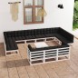 14-tlg. Garten-Lounge-Set mit Kissen Weiß Kiefer Massivholz 14-tlg. Garten-Lounge-Set mit Kissen Weiß Kiefer Massivholz