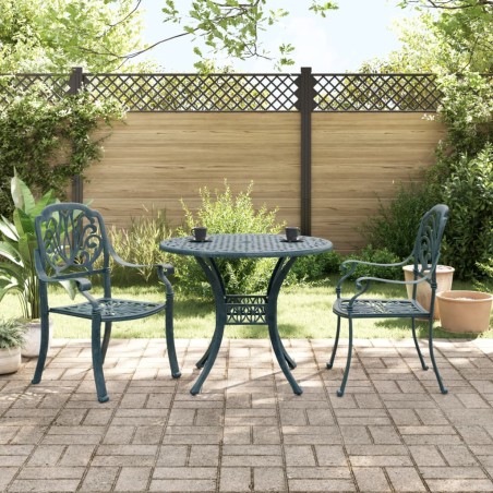 vidaXL 3-tlg. Bistro-Set Grün Aluminiumguss