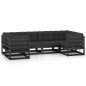 vidaXL 6-tlg. Garten-Lounge-Set mit Kissen Schwarz Massivholz Kiefer vidaXL 6-tlg. Garten-Lounge-Set mit Kissen Schwarz Massivholz Kiefer