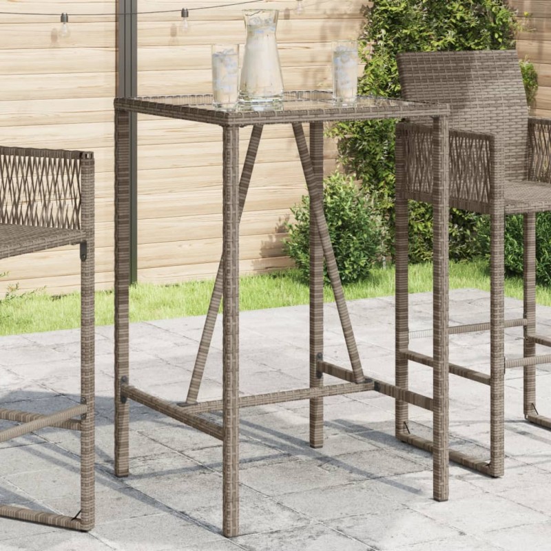 vidaXL Garten-Bartisch Grau 70x70x110 cm Poly Rattan vidaXL Garten-Bartisch Grau 70x70x110 cm Poly Rattan