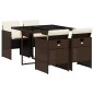vidaXL 5-tlg. Garten-Essgruppe mit Kissen Braun Poly Rattan vidaXL 5-tlg. Garten-Essgruppe mit Kissen Braun Poly Rattan