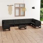 11-tlg. Garten-Lounge-Set mit Kissen Schwarz Massivholz Kiefer 11-tlg. Garten-Lounge-Set mit Kissen Schwarz Massivholz Kiefer