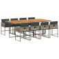 vidaXL 9-tlg. Garten-Essgruppe mit Kissen Grau Poly Rattan vidaXL 9-tlg. Garten-Essgruppe mit Kissen Grau Poly Rattan