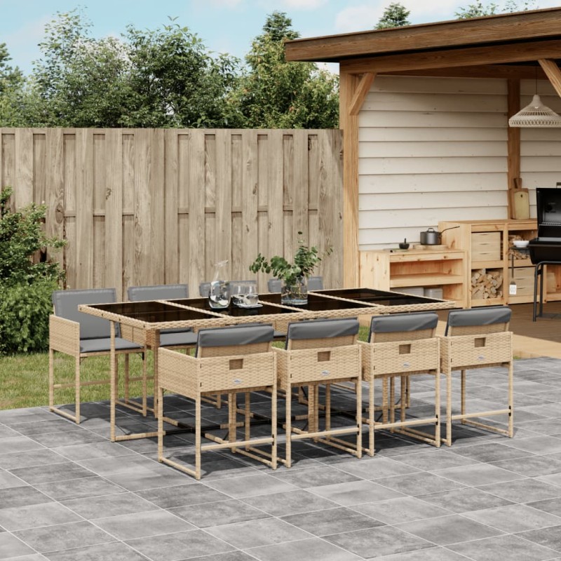 vidaXL 9-tlg. Garten-Essgruppe mit Kissen Beigemischung Poly Rattan vidaXL 9-tlg. Garten-Essgruppe mit Kissen Beigemischung Poly Rattan