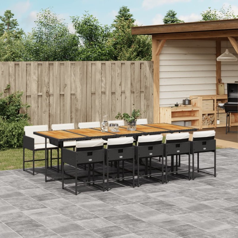 vidaXL 11-tlg. Garten-Essgruppe mit Kissen Schwarz Poly Rattan vidaXL 11-tlg. Garten-Essgruppe mit Kissen Schwarz Poly Rattan