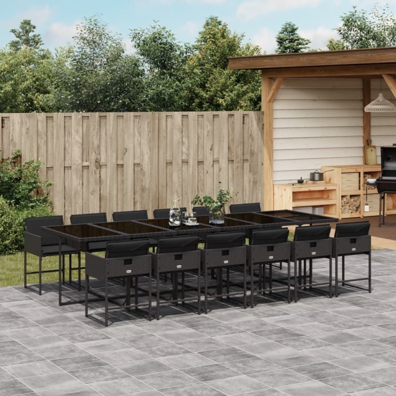vidaXL 13-tlg. Garten-Essgruppe mit Kissen Schwarz Poly Rattan vidaXL 13-tlg. Garten-Essgruppe mit Kissen Schwarz Poly Rattan
