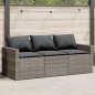 vidaXL Gartensofa mit Kissen 3-Sitzer Grau Poly Rattan vidaXL Gartensofa mit Kissen 3-Sitzer Grau Poly Rattan