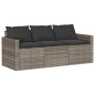vidaXL Gartensofa mit Kissen 3-Sitzer Grau Poly Rattan vidaXL Gartensofa mit Kissen 3-Sitzer Grau Poly Rattan