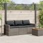 vidaXL Gartensofa mit Kissen 3-Sitzer Grau Poly Rattan vidaXL Gartensofa mit Kissen 3-Sitzer Grau Poly Rattan