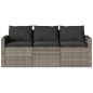 vidaXL Gartensofa mit Kissen 3-Sitzer Grau Poly Rattan vidaXL Gartensofa mit Kissen 3-Sitzer Grau Poly Rattan