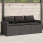 vidaXL Gartensofa mit Kissen 3-Sitzer Schwarz Poly Rattan vidaXL Gartensofa mit Kissen 3-Sitzer Schwarz Poly Rattan