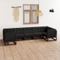 7-tlg. Garten-Lounge-Set mit Kissen Schwarz Massivholz Kiefer 7-tlg. Garten-Lounge-Set mit Kissen Schwarz Massivholz Kiefer