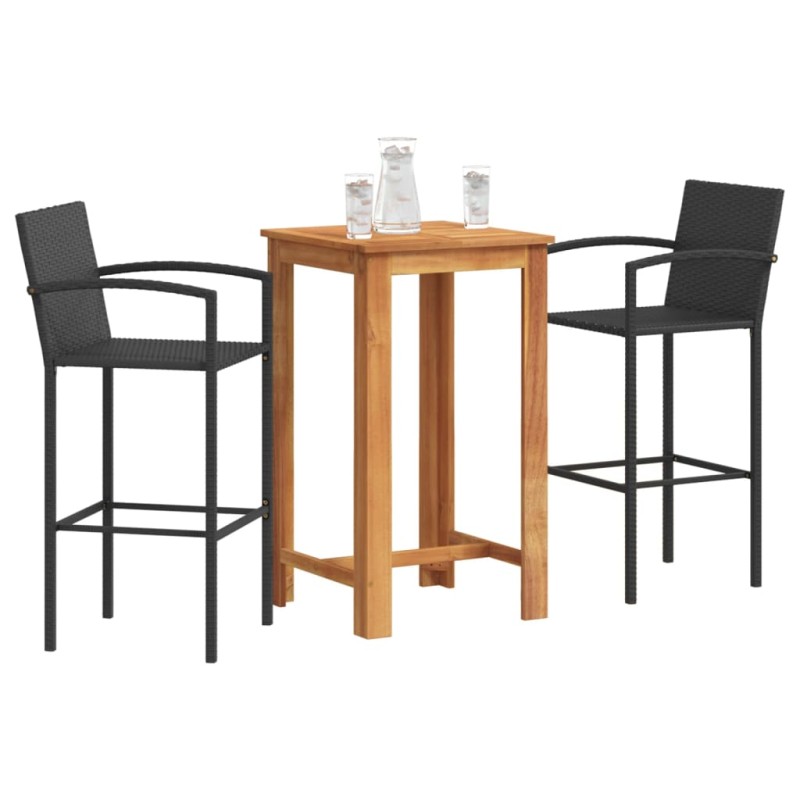 vidaXL 3-tlg. Gartenbar-Set Schwarz Massivholz Akazie und Poly Rattan vidaXL 3-tlg. Gartenbar-Set Schwarz Massivholz Akazie und Poly Rattan