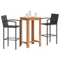 vidaXL 3-tlg. Gartenbar-Set Schwarz Massivholz Akazie und Poly Rattan vidaXL 3-tlg. Gartenbar-Set Schwarz Massivholz Akazie und Poly Rattan