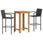 vidaXL 3-tlg. Gartenbar-Set Schwarz Massivholz Akazie und Poly Rattan vidaXL 3-tlg. Gartenbar-Set Schwarz Massivholz Akazie und Poly Rattan