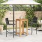 vidaXL 3-tlg. Gartenbar-Set Schwarz Massivholz Akazie und Poly Rattan vidaXL 3-tlg. Gartenbar-Set Schwarz Massivholz Akazie und Poly Rattan