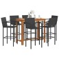 vidaXL 7-tlg. Gartenbar-Set Schwarz Massivholz Akazie und Poly Rattan vidaXL 7-tlg. Gartenbar-Set Schwarz Massivholz Akazie und Poly Rattan