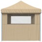 vidaXL Partyzelt Faltbar Pop-Up mit 3 Seitenteilen Beige vidaXL Partyzelt Faltbar Pop-Up mit 3 Seitenteilen Beige