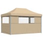 vidaXL Partyzelt Faltbar Pop-Up mit 3 Seitenteilen Beige vidaXL Partyzelt Faltbar Pop-Up mit 3 Seitenteilen Beige