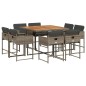 vidaXL 9-tlg. Garten-Essgruppe mit Kissen Grau Poly Rattan vidaXL 9-tlg. Garten-Essgruppe mit Kissen Grau Poly Rattan
